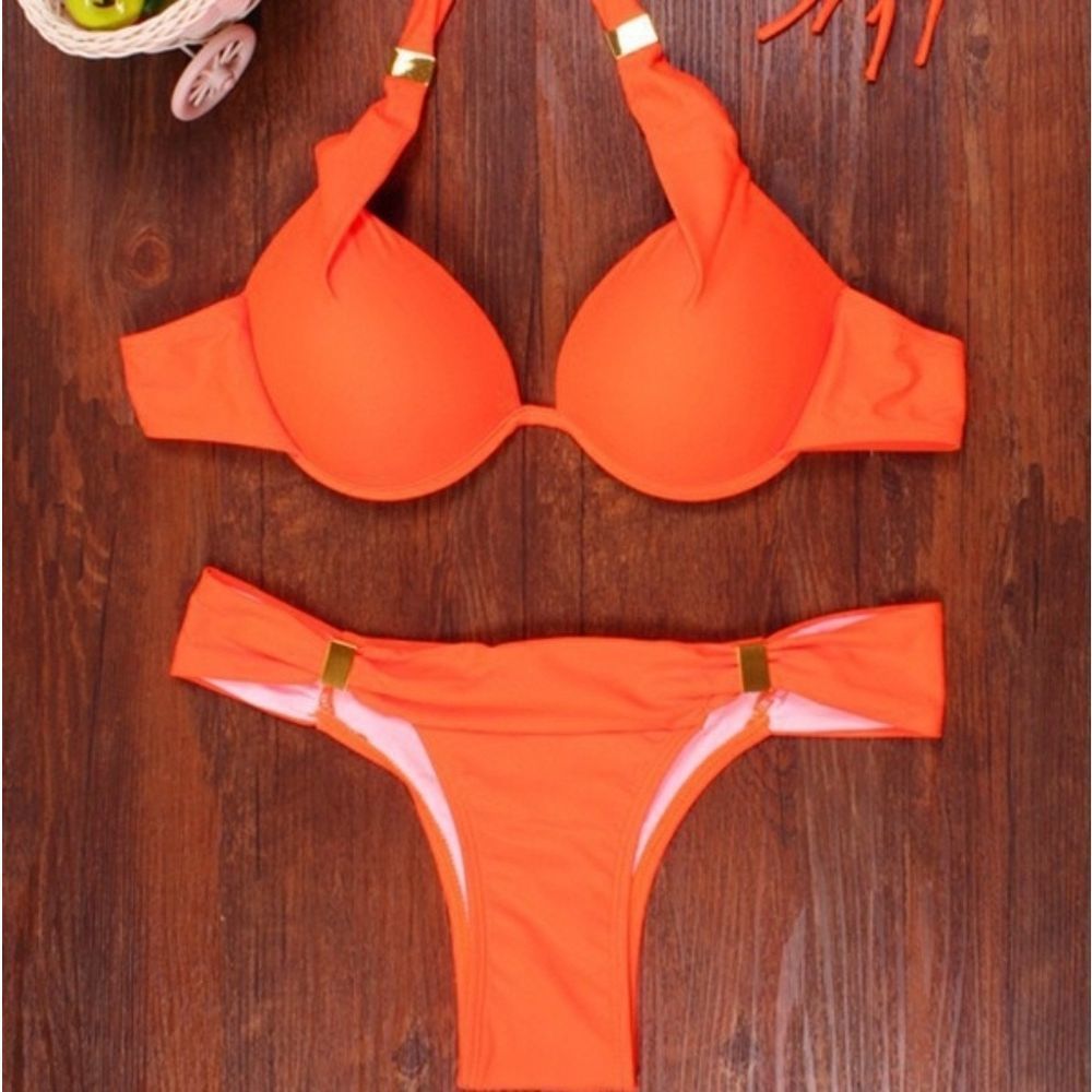 GODDESS ENHANCER PUSH UP BIKINI padded Orange sexy - Picture 4 of 5